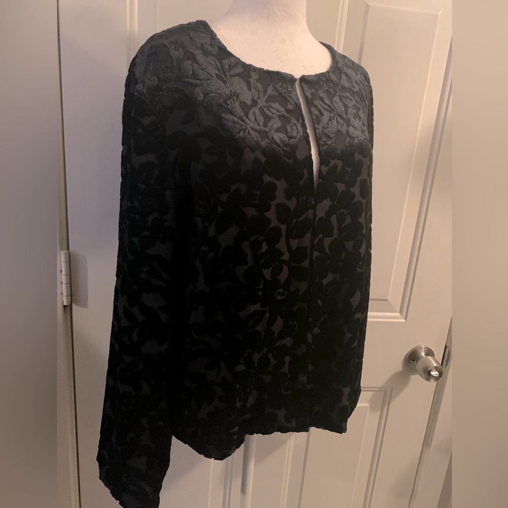 Lord and Taylor Black Burnout Velvet Cardigan- Size L/XL